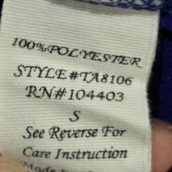 MINE Blue Roll Tab Blouse Small - Picture 6 of 6